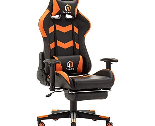 Gaming Chair Racing Office Chair Computer Desk Chair Executive and Ergonomic Reclining Swivel Chair with Headrest, Lumbar Cushion and Retractable…