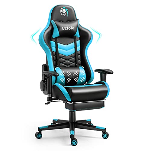 Czlolo Gaming Chair With Footrest and Massage, PU Leather Racing Style Ergonomic Silla Gamer PC Computer Chair, Cheap Big and…