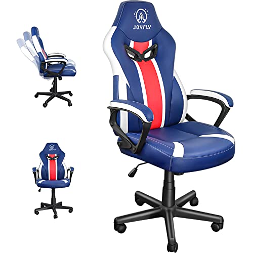 Gamer Chair, JOYFLY Gaming Chair for Adults Kids, Racing Style Game Chair with Lumbar Support Ergonomic PC Gaming Chair (Blue-Red)