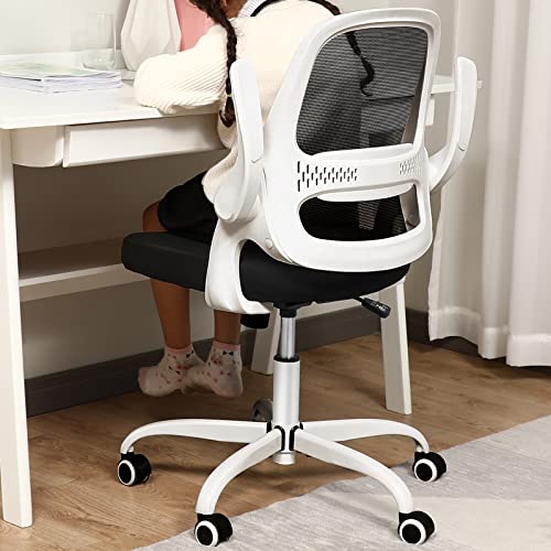 Office Chair, FelixKing Ergonomic Desk Chair, Breathable Mesh Computer Chair,Comfy Swivel Task Chair with Flip-up Armrests and Adjustable Height(White-C)