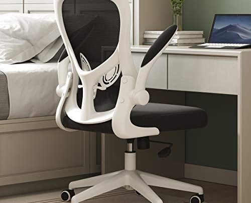 Hbada Office Chair, Ergonomic Desk Chair, Computer Mesh Chair with Lumbar Support and Flip-up Arms,White
