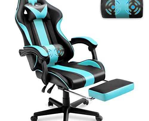 Ferghana Miami Blue Gaming Chair with Footrest, Ergonomic Gamer Chair,Office Computer Gaming Chairs,E-Sports Racing Game Chair with Lumbar Pillow and…