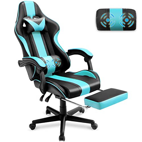 Ferghana Miami Blue Gaming Chair with Footrest, Ergonomic Gamer Chair,Office Computer Gaming Chairs,E-Sports Racing Game Chair with Lumbar Pillow and…