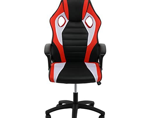 YSSOA FNGAMECHAIR03BRWLITE Backrest and Seat Height Adjustable Swivel Recliner Racing Office Computer Ergonomic Video Game Chair, Black/Red/White