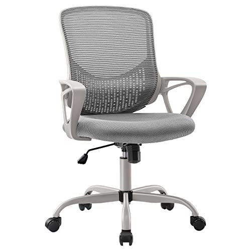 Ergonomic Office Chair – Home Desk Mesh Chair with Fixed Armrest, Executive Computer Chair with Soft Foam Seat Cushion and…
