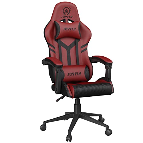 Gamer Chair, JOYFLY Gaming Chairs Silla Gamer Gamer Chair for Teens Ergonomic with High Back, Headrest, and Lumbar Support(Red)