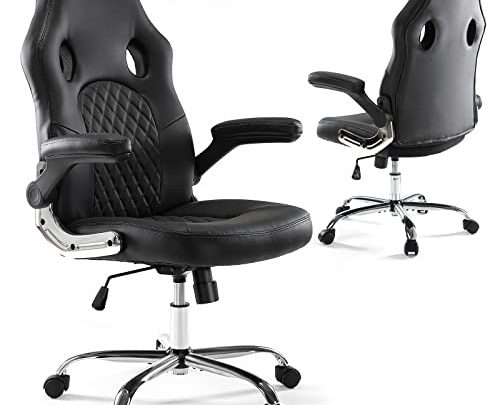 Gaming Chair, Home Office Computer Chair PU Leather Ergonomic Racing Desk Chair Adjustable Height Mid Back ﻿Executive Task Chair with…