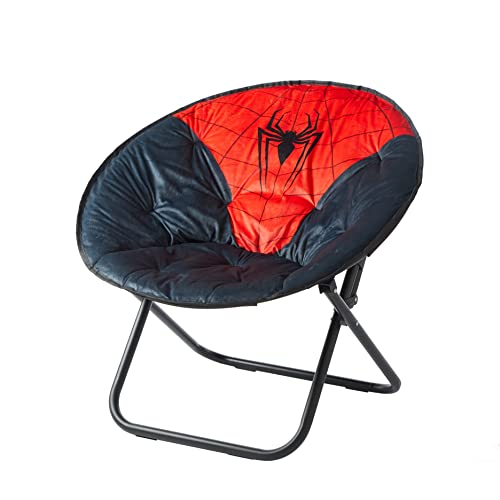 Idea Nuova Marvel Spiderman Plush Folding Saucer Chair with 32″ Folding and Metal Frame for Kids,Teens,Adults