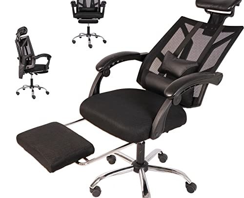 Kilosit Home Computer Office Chair with Footrest,Ergonomic Breathable Mesh Chair Recliner Gaming Chair with Lumbar Support and Headrest,Executive Swivel Comfortable…