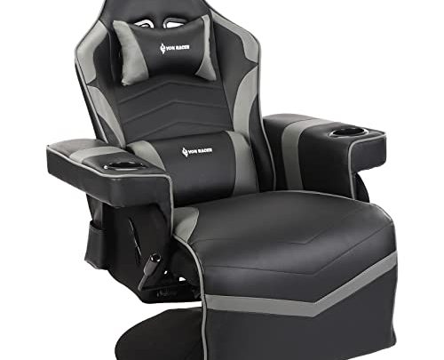 VON RACER Gaming Recliner Massage Gaming Chair with Adjustable Backrest and Footrest Gaming Recliner Chair with Cup Holder Headrest Lumbar…