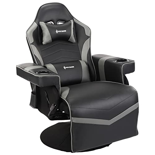 VON RACER Gaming Recliner Massage Gaming Chair with Adjustable Backrest and Footrest Gaming Recliner Chair with Cup Holder Headrest Lumbar…