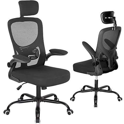 Mesh Office Chair with Adjustable Headrest – Ergonomic Computer Chair Breathable Desk Chair with Flip-up Arms and Lumbar Support, Midβ¦