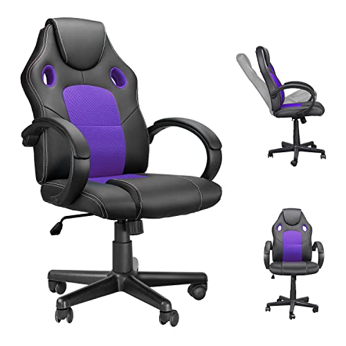 MUZII Office Gaming Chairs, Comfortable Computer Desk Chair with Wheels, Breathable Mesh PU Leather Video Game Chairs for Kids and…