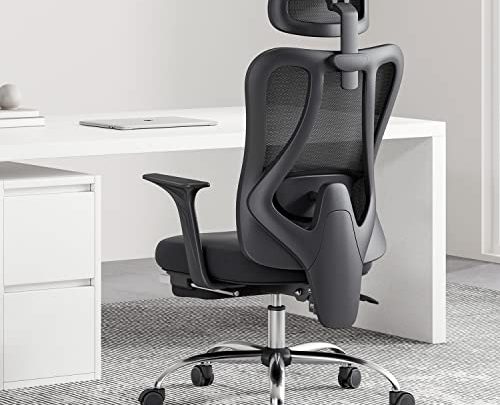 Hbada Ergonomic Office Chair Adjustable Backrest Height, Rotatable Lifting Lumbar Support, and High-Density Breathable Mesh Desk Chair with Footrest