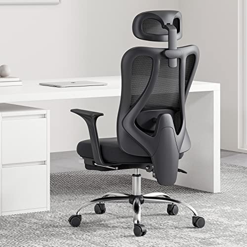 Hbada Ergonomic Office Chair Adjustable Backrest Height, Rotatable Lifting Lumbar Support, and High-Density Breathable Mesh Desk Chair with Footrest