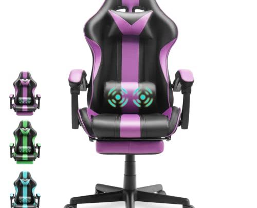 Ferghana Purple Gaming Chairs with Footrest for Adult, Teens, Ergonomic Gamer Chair,Office Computer Gaming Chairs,E-Sports Racing Game Chair with Lumbar…