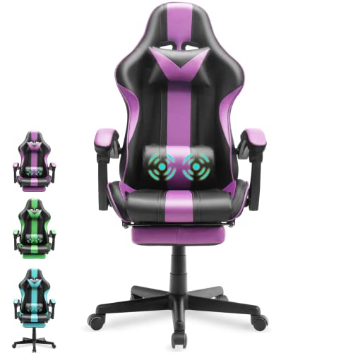 Ferghana Purple Gaming Chairs with Footrest for Adult, Teens, Ergonomic Gamer Chair,Office Computer Gaming Chairs,E-Sports Racing Game Chair with Lumbar…