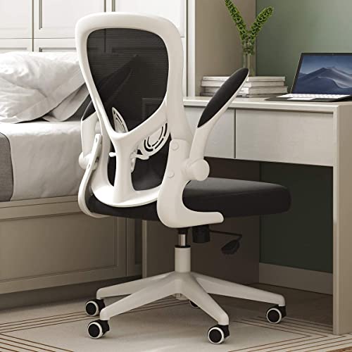 Office Chair, Ergonomic Desk Chair, Computer Mesh Chair with Lumbar Support and Flip-up Arms,White