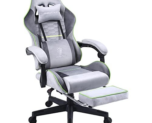 Dowinx Gaming Chair Fabric with Pocket Spring Cushion, Massage Game Chair Cloth with Headrest, Ergonomic Computer Chair with Footrest 290LBS,…
