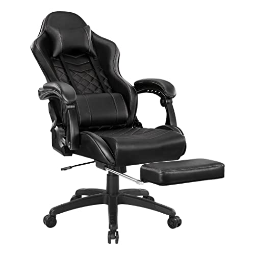 Blue Whale Heavy Duty Gaming Chair with Footrest and Massage, 350LBS Reinforced Base, High Back Racing Computer Chair with Adjustableโฆ