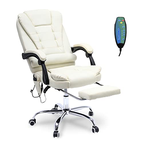 ONPNO Reclining Office Chair with Massage, Ergonomic Office Chair w/Foot Rest, PU Leather Executive Computer Chair w/Heated, Padded Armrest, High…
