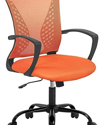 Mesh Office Chair Desk Chair Computer Chair with Lumbar Support Armrest Rolling Swivel Adjustable Ergonomic Task Chair for Adults(Orange)