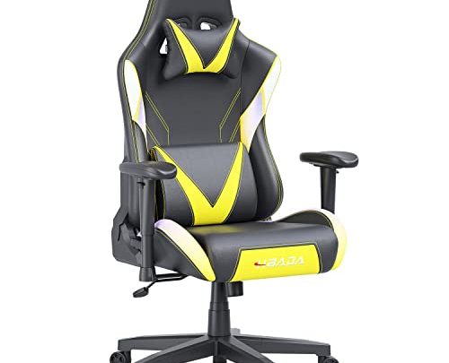 Hbada Gaming Chair Racing Style Ergonomic High Back Computer Chair with Height Adjustment, Headrest and Lumbar Support E-Sports Swivel Chair,Yellow-Purple…