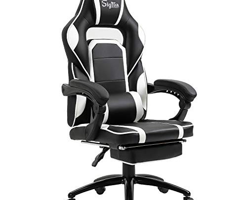 Sigtua Gaming Chair with Footrest Computer Racing Heavy Duty Office Chairs, Ergonomic Racing Chair with Adjustable Lumbar & Reclining Back…