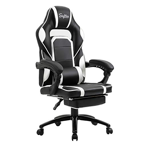 Sigtua Gaming Chair with Footrest Computer Racing Heavy Duty Office Chairs, Ergonomic Racing Chair with Adjustable Lumbar & Reclining Back…