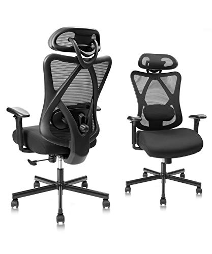CLATINA Ergonomic Mesh Office Chair High Back Computer Desk Chair with Adjustable Head Arm Rest and Lumbar Support Executive Task…