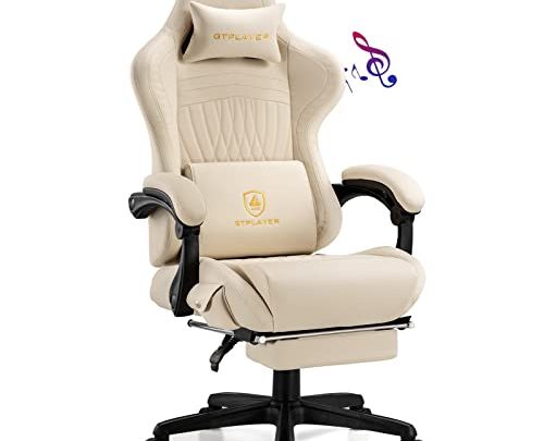 GTPLAYER Gaming Chair, Computer Chair with Footrest and Bluetooth Speakers, High Back Ergonomic Gaming Chair, Reclining Gaming Chair with Linkage…