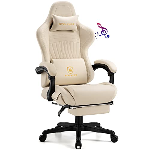 GTPLAYER Gaming Chair, Computer Chair with Footrest and Bluetooth Speakers, High Back Ergonomic Gaming Chair, Reclining Gaming Chair with Linkage…