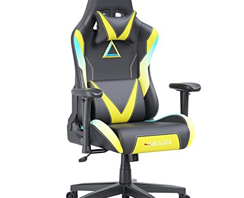 Hbada Gaming Chair Racing Style Ergonomic High Back Computer Chair with Height Adjustment, Headrest and Lumbar Support E-Sports Swivel Chair,Blue-Yellow…