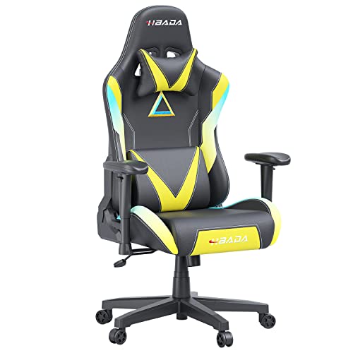 Hbada Gaming Chair Racing Style Ergonomic High Back Computer Chair with Height Adjustment, Headrest and Lumbar Support E-Sports Swivel Chair,Blue-Yellow…