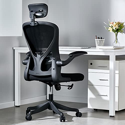Moppson Ergonomic Office Chair, Home Office Chair – Adjustable Headrest, Roll Swivel Office Chair with Flip Armrest, Recline Function, Lumbar…