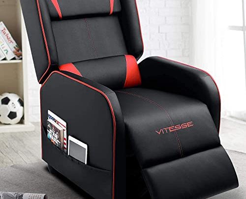 VITESSE Gaming Recliner Chair Racing Style Single PU Leather Sofa Modern Living Room Recliners Ergonomic Comfortable Home Theater Seating, Red