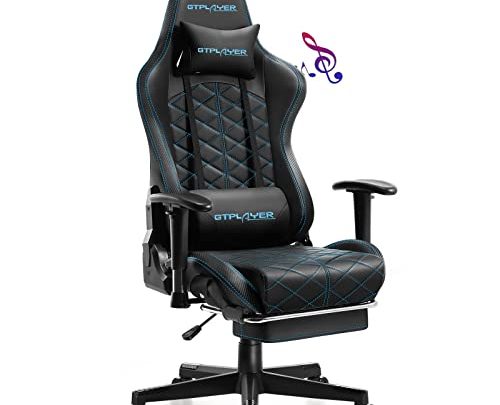 GTPLAYER Gaming Chair with Footrest and Bluetooth Speakers, Music Gaming Chair with 3D Armrests, Ergonomic Video Game Chair with Lumbar…
