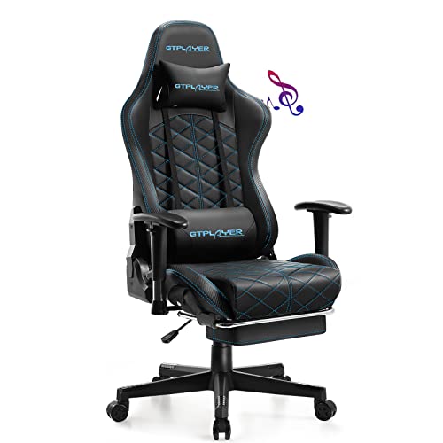 GTPLAYER Gaming Chair with Footrest and Bluetooth Speakers, Music Gaming Chair with 3D Armrests, Ergonomic Video Game Chair with Lumbar…