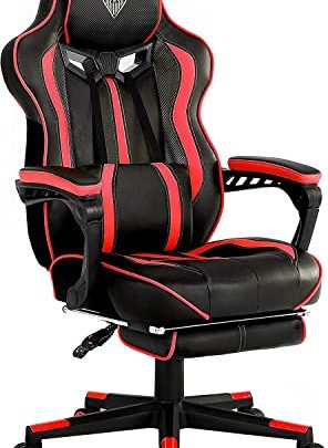 Reclining Gaming Chair with Footrest Gaming Computer Chair with Massage Recliner Computer Chair Big and Tall Gaming Desk Chair Racing…