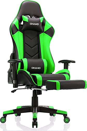Gaming Chair Racing Style Office Chair Adjustable Massage Lumbar Cushion Swivel Rocker Recliner Leather High Back Ergonomic Computer Desk Chair…