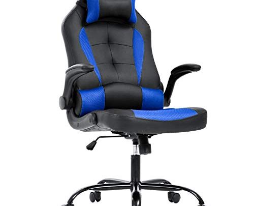 Gaming Chair Office Chair Desk Chair with Lumbar Support Flip Up Arms Headrest PU Leather Swivel Rolling Adjustable High Back…