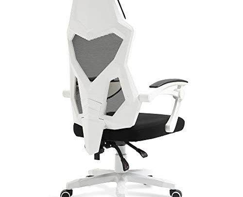 HOMEFUN Ergonomic Office Chair, High Back Executive Desk Chair Height Adjustable Mesh Computer Chair with Lumbar Support and Headrest, White