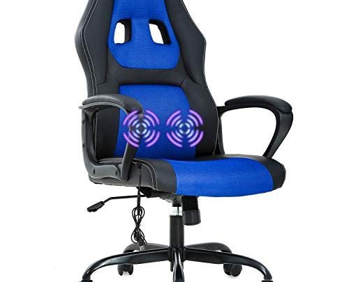 Gaming Chair Office Chair Desk Chair Massage Ergonomic PU Leather Computer Chair with Lumbar Support Headrest Armrest Task Rolling Swivel…