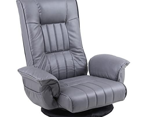 FLOGUOR Swivel Floor Gaming Chair 6-Position Adjustable Folding Floor Sofa with Armrests Back Support for Adults Chaise Lounge Indoor Leathaire…