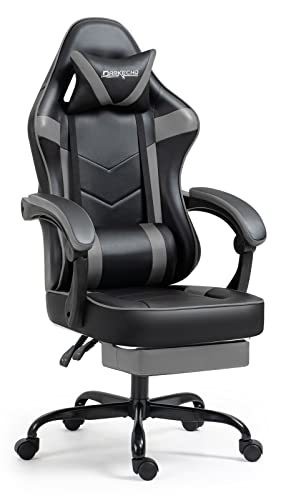 Darkecho Massage Gaming Chair with footrest,Computer Chair with Flat Large Seat Cushion,Height Adjustable Gamer Chair with Padded Armrests,Headrest and Lumbar…