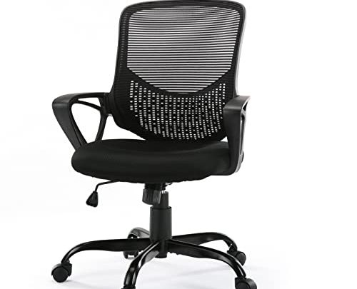 Office Chair Mesh Mid-Back Height Adjustable Swivel Chair Ergonomic Computer Desk Chair with Armrest for Home