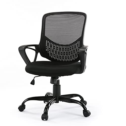Office Chair Mesh Mid-Back Height Adjustable Swivel Chair Ergonomic Computer Desk Chair with Armrest for Home