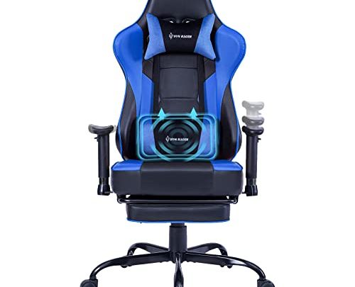 VON RACER Gaming Chair Ergonomic PC Chair with Massage Lumbar Support and Headrest,Game Chair Adjustable Armrests for Computer PU Leather…