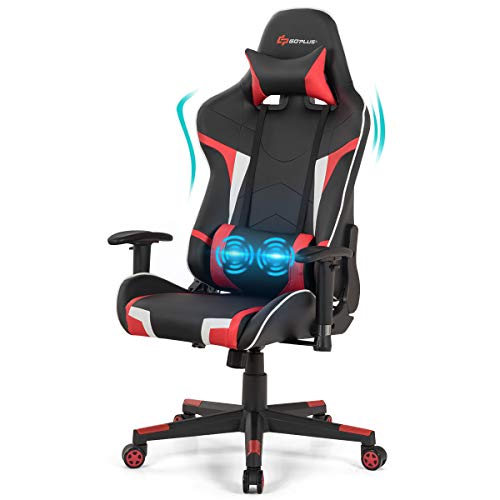 POWERSTONE Gaming Chair – Office Chair Computer Gaming Racing Chair with Lumbar Massager Support – PU Leather Adjustable Arms Headrest…