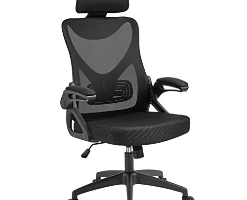 Yaheetech Ergonomic Mesh Office Chair High Back Desk Chair with Adjustable Padded Headrest Computer Chair with Cushioned Seat Home Oiffce…